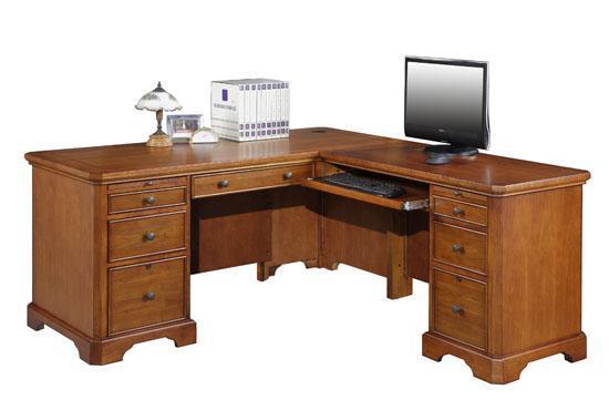 LShaped Desk With Keyboard Tray And Drawers / The height and angle of
